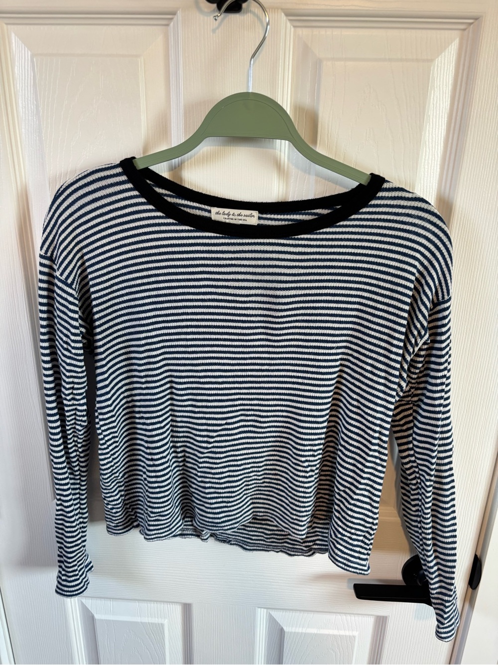 The Lady & The Sailor Navy and White Striped Crewneck Sweater